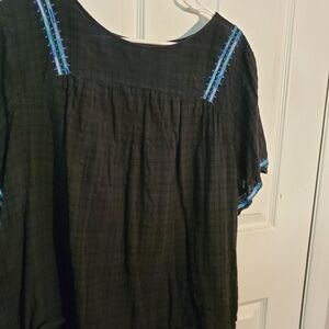 Ava & Viv Black Top with Blue Accents